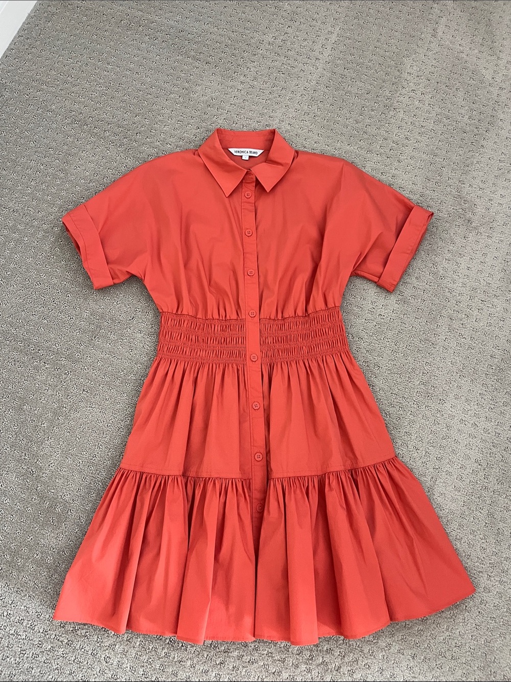 Veronica BeardCoral Shirtdress with Smocked Waist
